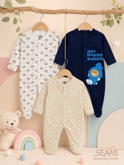 Premium Baby Romper Pack – 3 Pcs Comfort Collection (9–12 Months)